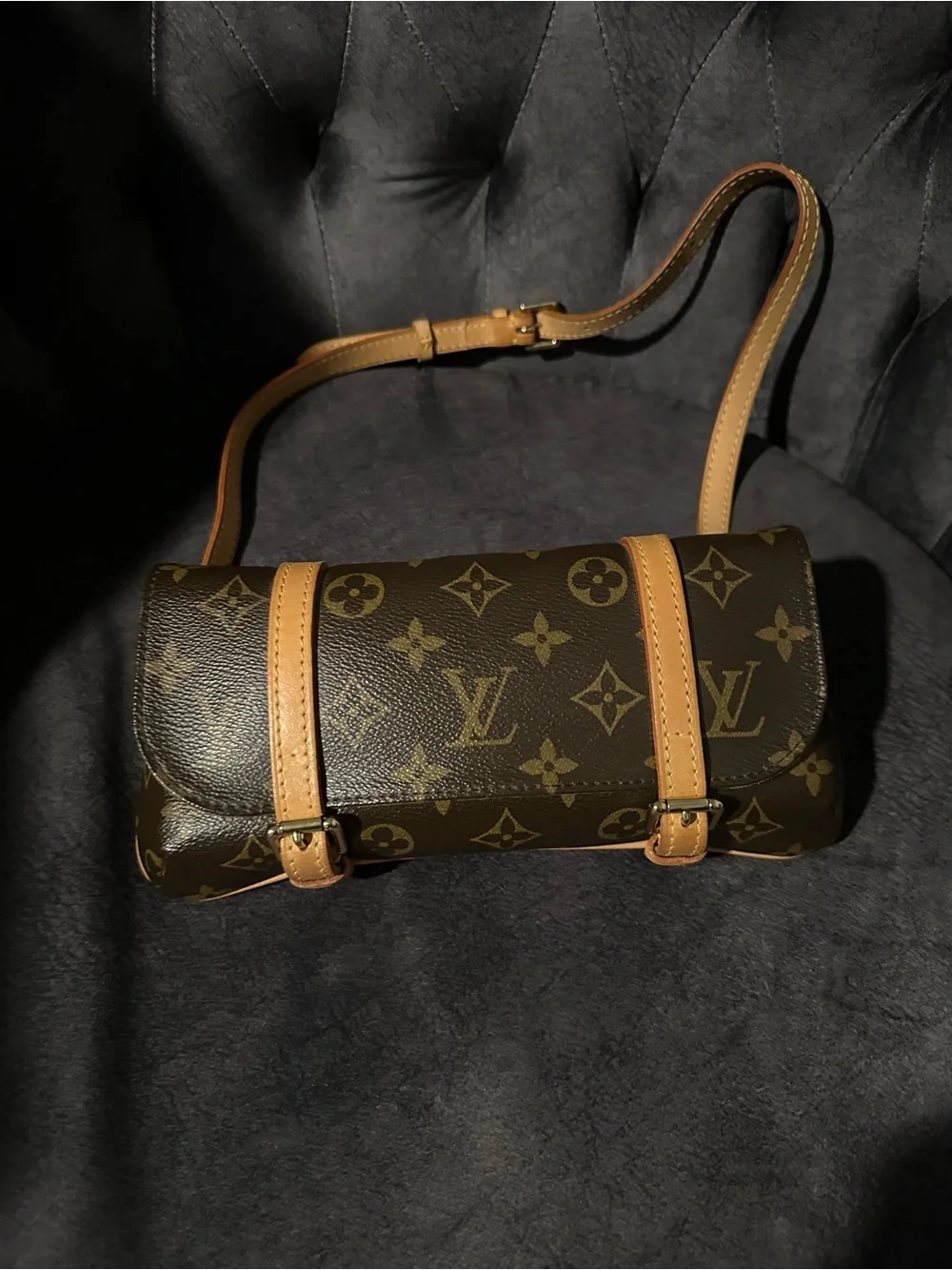 Louis Vuitton Marelle Monogram Canvas Hip Bag / Clutch with Tan Leather Trim